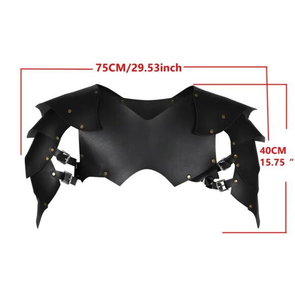 Vegan Leather Medieval Knight Shoulder Armor Larp Cosplay Pauldrons Breastplate - Picture 6 of 6
